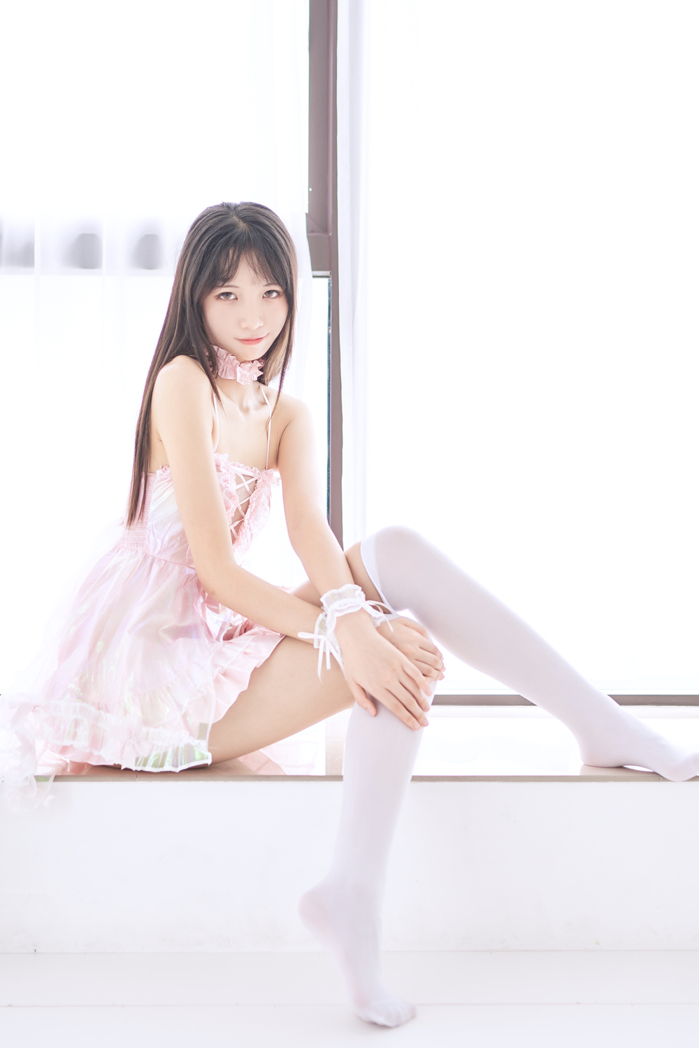 西瓜少女 – 73家粉红吊带裙 [46P309M]-咪咪大车灯