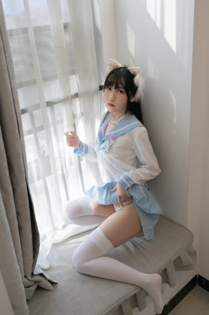 不呆猫 NO.058 白色兔子JK【63P/342M】-秀人网