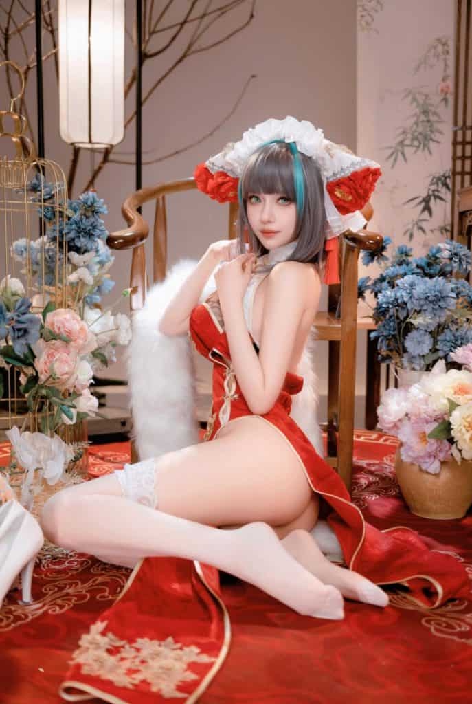 Shika小鹿鹿 NO.133 碧蓝航线写真本-柴郡新春旗袍【16P/229M】-秀人网
